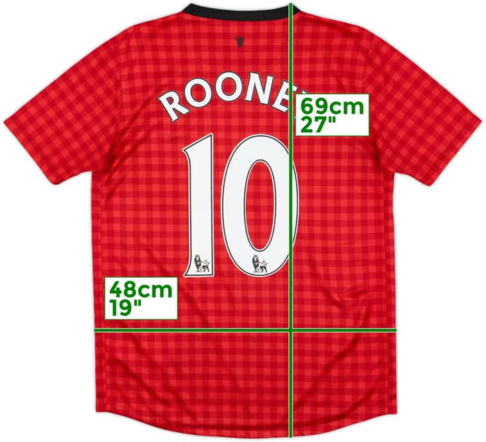 2012-13 Manchester United Home Shirt Rooney #10 - 6/10 - (XL.Boys)