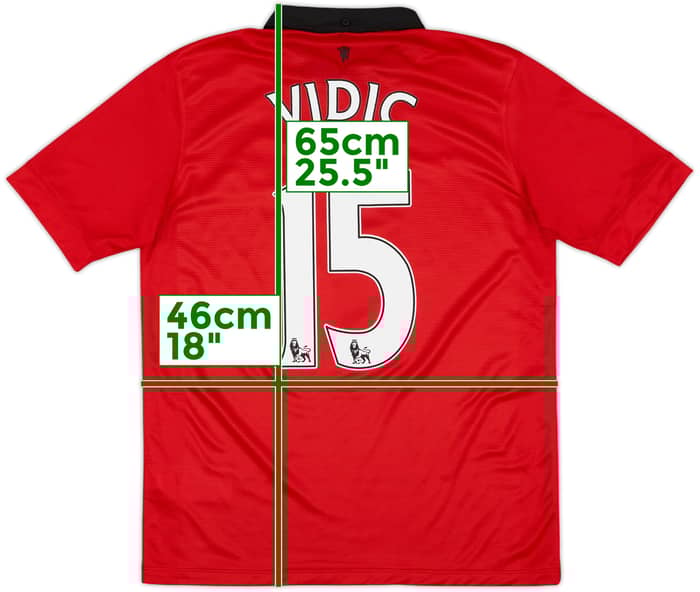 2013-14 Manchester United Home Shirt Vidic #15 - 8/10 - (XL.Boys)