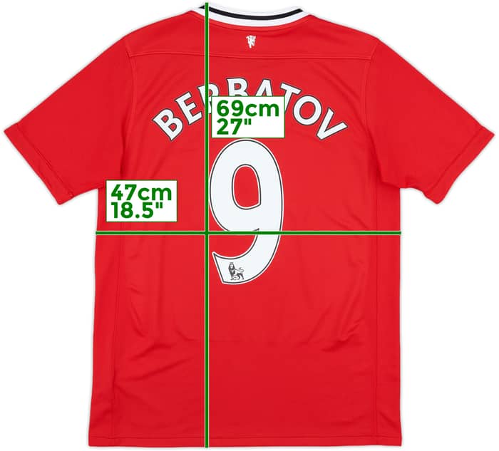 2011-12 Manchester United Home Shirt Berbatov #9 - 8/10 - (XL.Boys)
