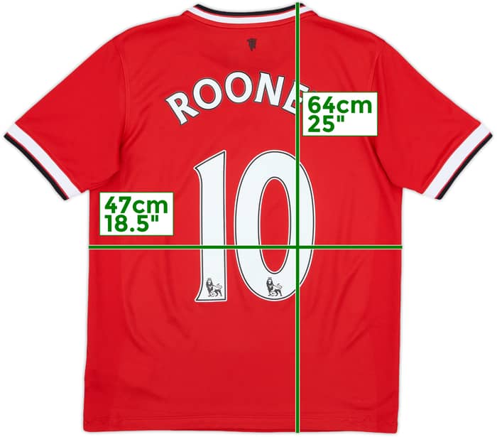 2014-15 Manchester United Home Shirt Rooney #10 - 8/10 - (XL.Boys)