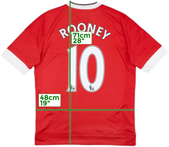 2015-16 Manchester United Home Shirt Rooney #10 - 8/10 - (XL.Boys)