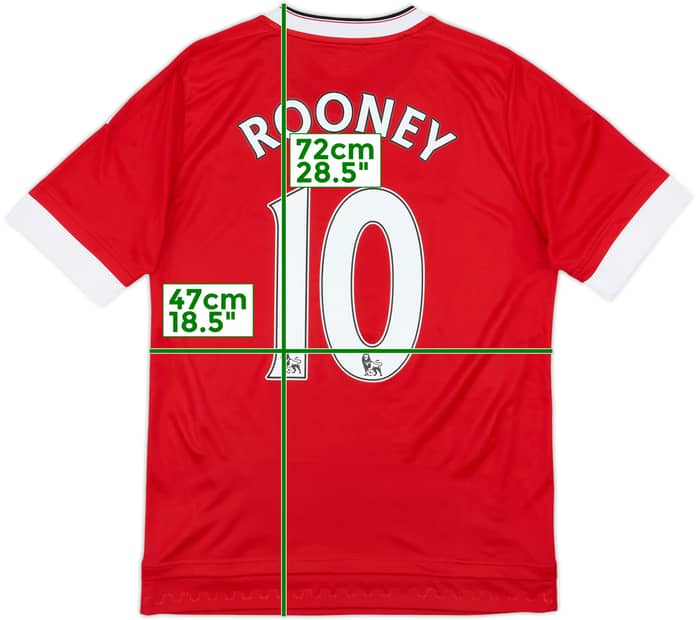 2015-16 Manchester United Home Shirt Rooney #10 - 10/10 - (XL.Boys)