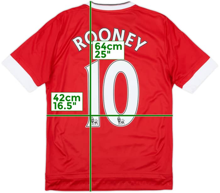 2015-16 Manchester United Home Shirt Rooney #10 - 8/10 - (L.Boys)