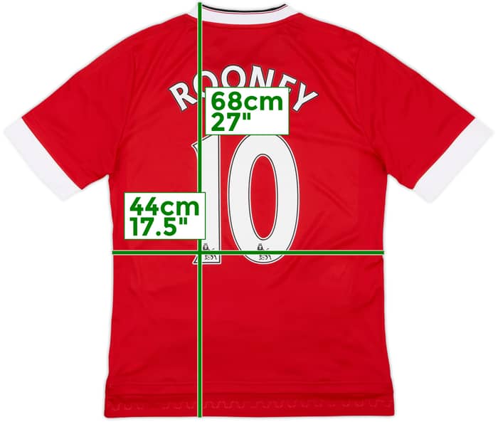 2015-16 Manchester United Home Shirt Rooney #10 - 10/10 - (XL.Boys)