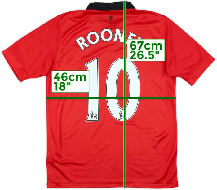 2013-14 Manchester United Home Shirt Rooney #10 - 8/10 - (XL.Boys)