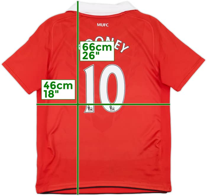 2010-11 Manchester United Home Shirt Rooney #10 - 8/10 - (L.Boys)