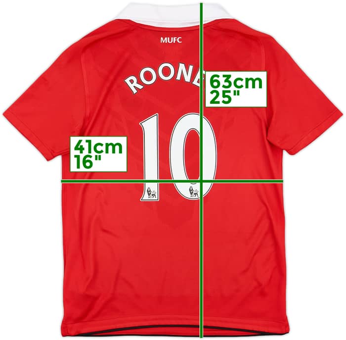2010-11 Manchester United Home Shirt Rooney #10 - 10/10 - (M.Boys)