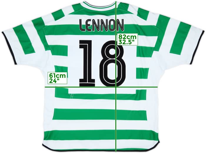 2001-03 Celtic Home Shirt Lennon #18 - 8/10 - (XL)