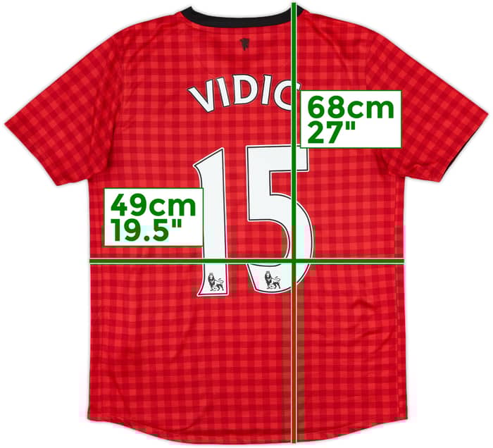 2012-13 Manchester United Home Shirt Vidic #15 - 8/10 - (XL.Boys)