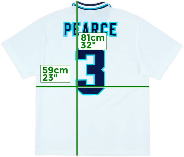 1995-97 England Home Shirt Pearce #3 - 9/10 - (XL)