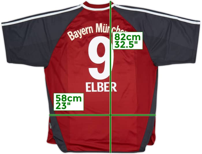 2001-02 Bayern Munich Home Shirt Elber #9 - 7/10 - (XL)