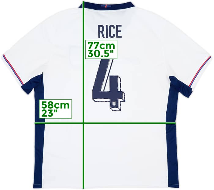 2024-25 England Home Shirt Rice #4 - 7/10 - (XL)