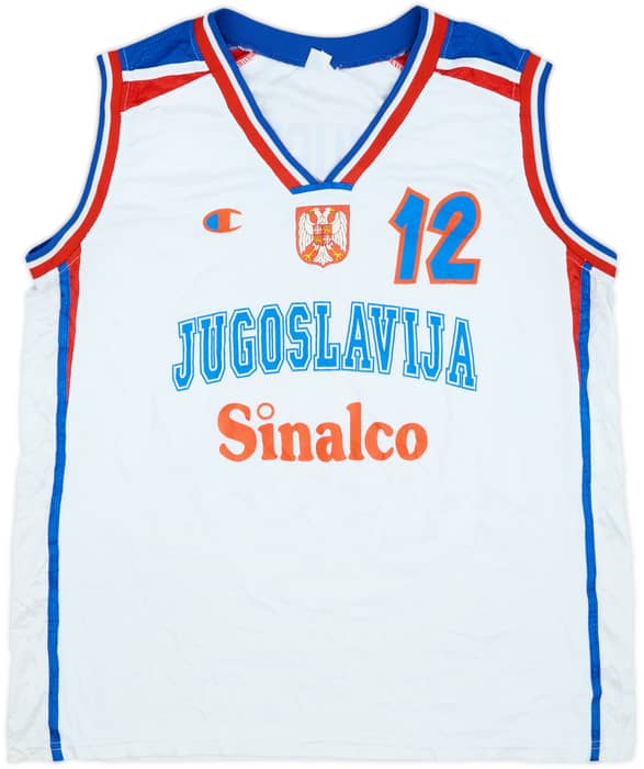 2002 Yugoslavia Divac #12 Champion Home Jersey - 9/10 - (XL)