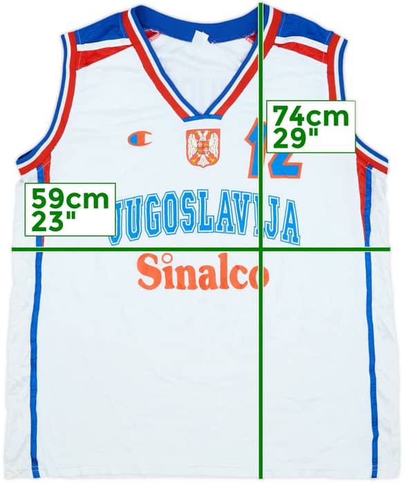 2002 Yugoslavia Divac #12 Champion Home Jersey - 9/10 - (XL)