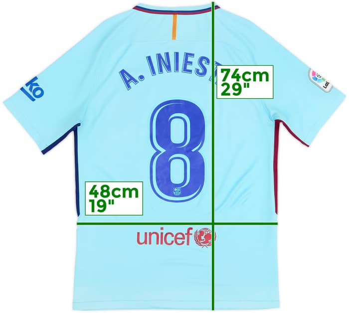 2017-18 Barcelona Away Shirt A.Iniesta #8 - 7/10 - (M)