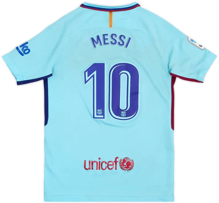 2017-18 Barcelona Away Shirt Messi #10 - 4/10 - (M.Boys)