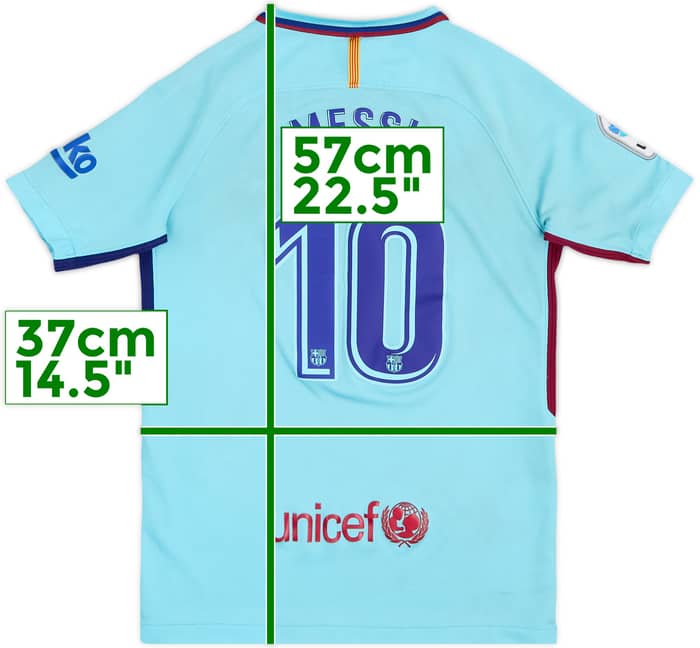 2017-18 Barcelona Away Shirt Messi #10 - 4/10 - (M.Boys)