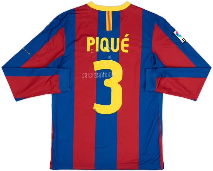 2010-11 Barcelona Home L/S Shirt Pique #3 - 4/10 - (M)