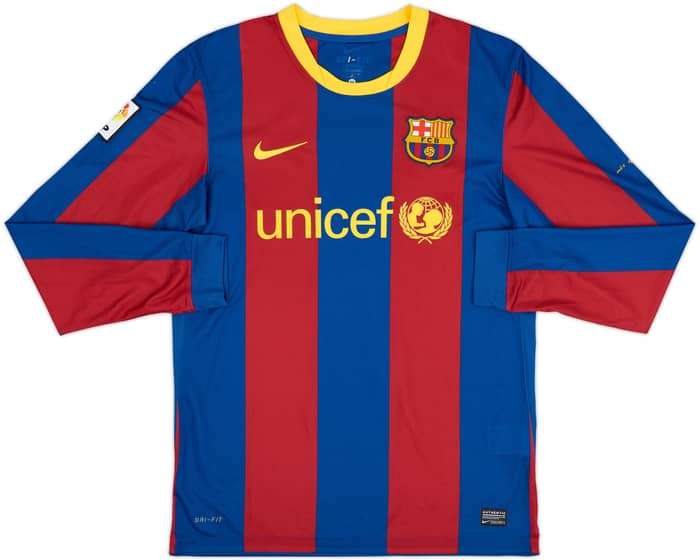 2010-11 Barcelona Home L/S Shirt Pique #3 - 4/10 - (M)