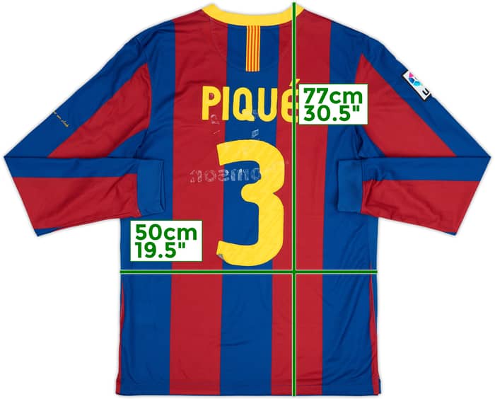 2010-11 Barcelona Home L/S Shirt Pique #3 - 4/10 - (M)