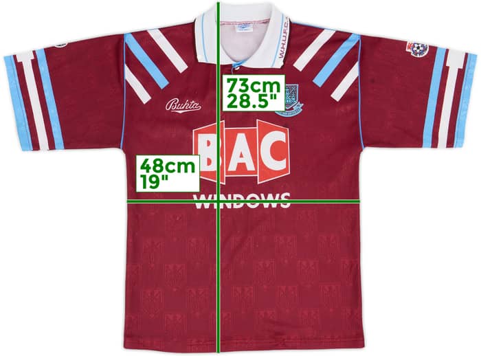 1991-92 West Ham Home Shirt - 6/10 - (S)