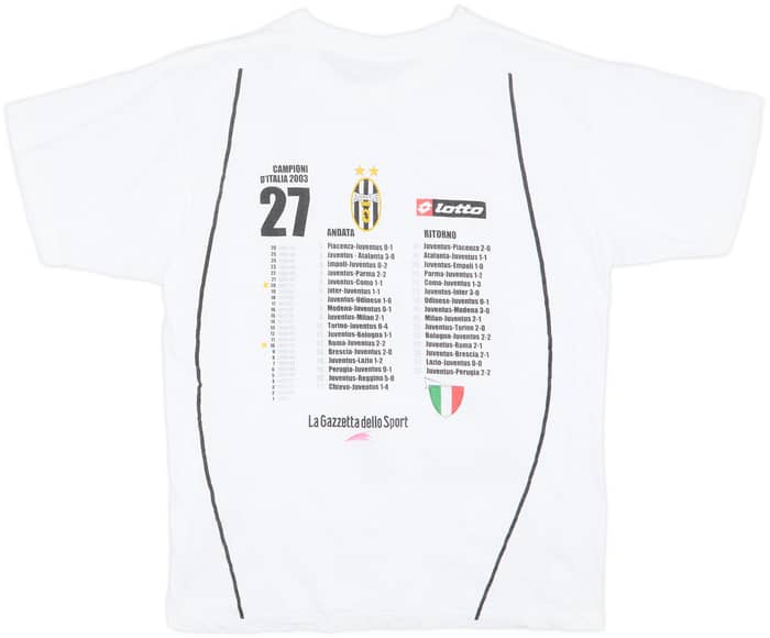 2002-03 Juventus Lotto 'Campioni D'Italia 2003' Graphic Tee - 7/10 - (L)