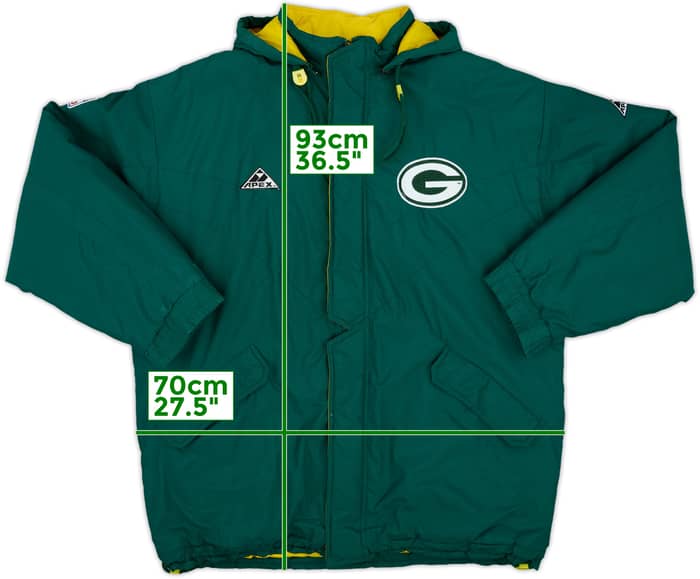 1990s Green Bay Packers Apex One Hooded Rain Coat - 7/10 - (XL)