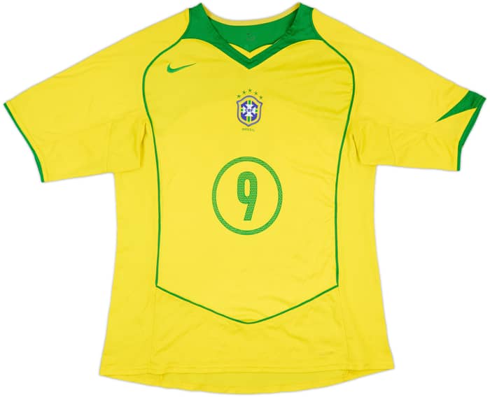 2004-06 Brazil Home Shirt Ronaldo #9 - 8/10 - (XL)
