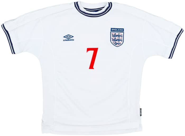 1999-01 England Home Shirt Beckham #7 - 8/10 - (M)
