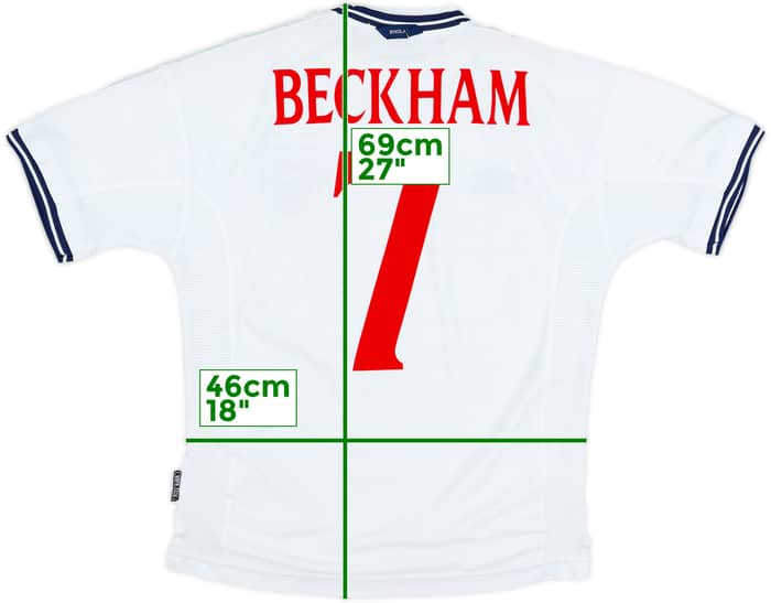1999-01 England Home Shirt Beckham #7 - 8/10 - (M)