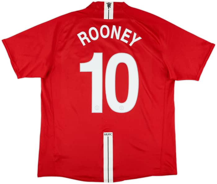 2007-09 Manchester United Home Shirt Rooney #10 - 9/10 - (XL)