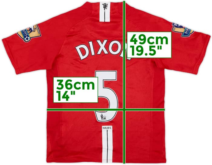 2007-09 Manchester United Home Shirt Dixon #5 - 8/10 - (S.Boys)