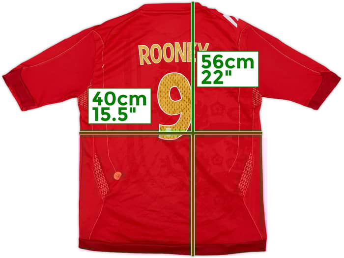 2006-08 England Away Shirt Rooney #9 - 8/10 - (M.Boys)