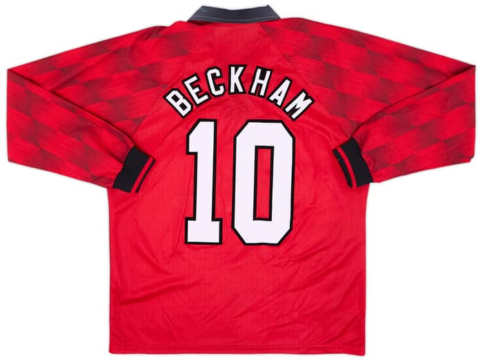 1996-98 Manchester United Home L/S Shirt Beckham #10 - 9/10 - (M)