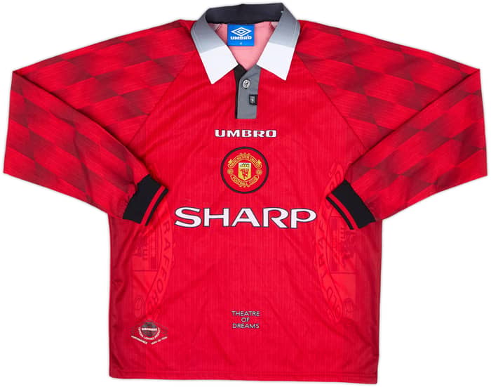 1996-98 Manchester United Home L/S Shirt Beckham #10 - 9/10 - (M)