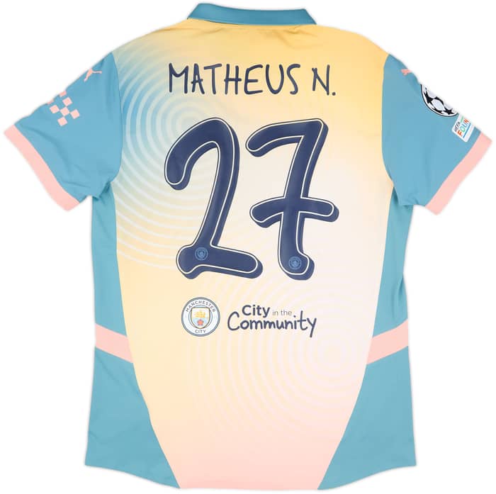 2024-25 Manchester City Match Issue Champions League Fourth Shirt Matheus N. #27