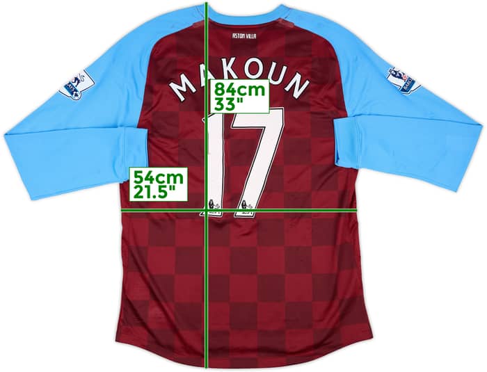 2011-12 Aston Villa Match Issue Home L/S Shirt Makoun #17