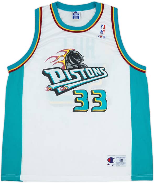 1996-00 Detroit Pistons Hill #33 Champion Home Jersey - 6/10 - (XL)
