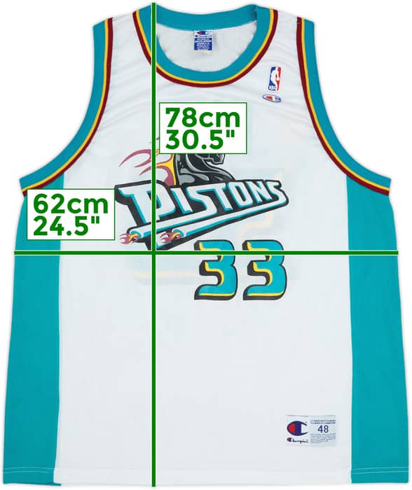 1996-00 Detroit Pistons Hill #33 Champion Home Jersey - 6/10 - (XL)