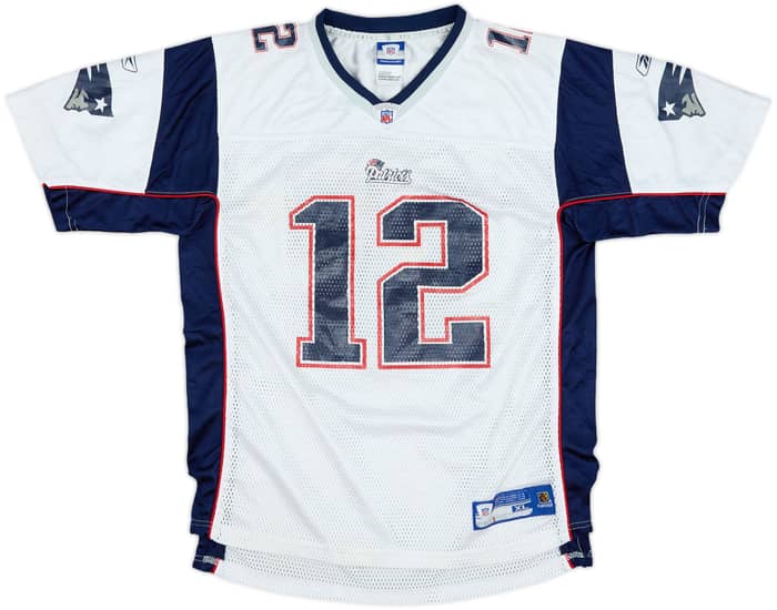 2005-06 New England Patriots Brady #12 Reebok On Field Away Jersey - 6/10 - (XL.Boys)