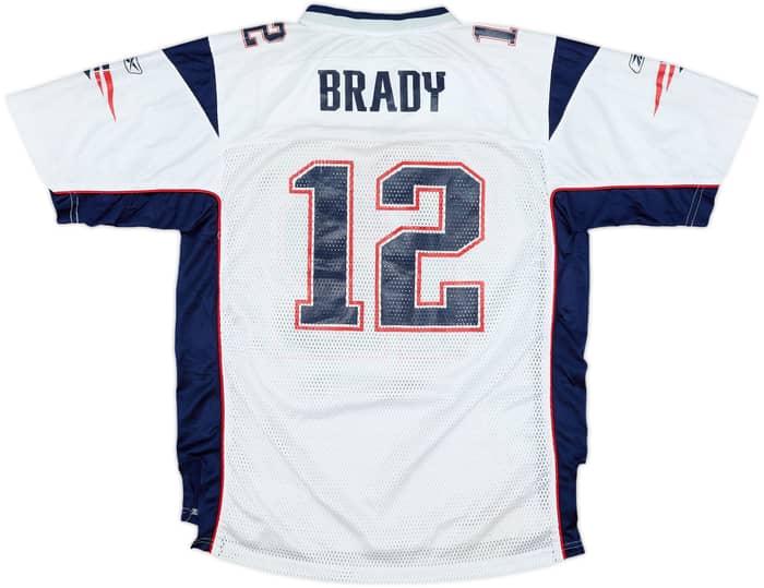 2005-06 New England Patriots Brady #12 Reebok On Field Away Jersey - 6/10 - (XL.Boys)