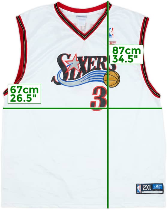 2002-06 Philadelphia 76ers Iverson #3 Reebok Home Jersey - 9/10 - (XXL)