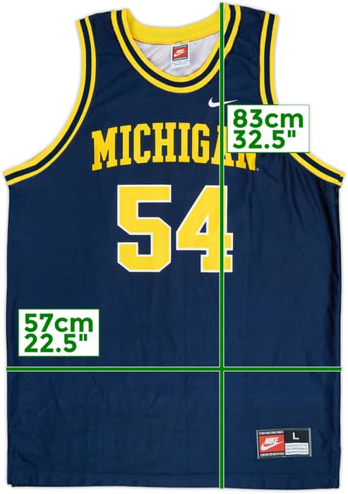 1996-98 Michigan Wolverines Traylor #54 Nike Away Jersey - 8/10 - (L)
