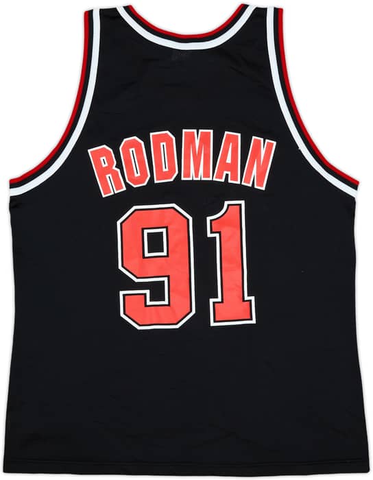 1995-98 Chicago Bulls Rodman #91 Champion Alternate Jersey - 9/10 - (XL)