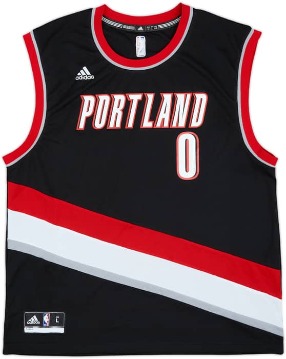 2014-17 Portland Trail Blazers Lillard #0 adidas Away Jersey - 5/10 - (L)
