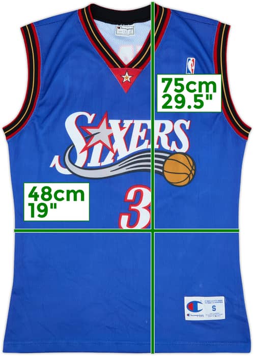 1999-00 Philadelphia 76ers Iverson #3 Champion Alternate Jersey - 9/10 - (S)