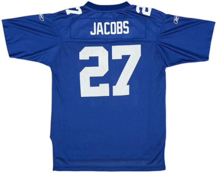 2008 New York Giants Jacobs #27 Super Bowl XLII Reebok On Field Home Jersey - 7/10 - (L.Boys)