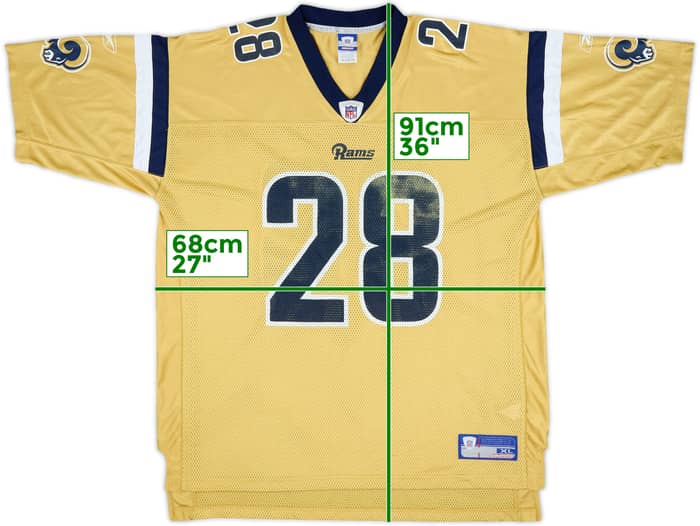 2002-04 St Louis Rams Faulk #28 Reebok On Field Alternate Jersey - 6/10 - (XL)