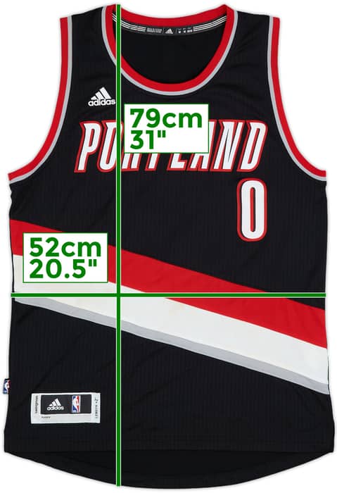 2014-17 Portland Trail Blazers Lillard #0 adidas Swingman Away Jersey - 6/10 - (M)