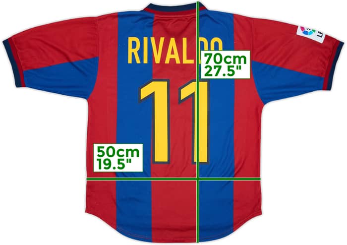 1998-00 Barcelona Home Shirt Rivaldo #11 - 8/10 - (S)